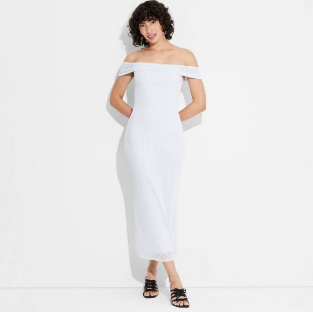Wild Fable Off The‎ Shoulder Mesh Bodycon Dress